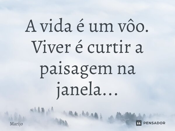 ⁠A vida é um vôo. Viver é curtir a paisagem na janela...... Frase de Marijo.