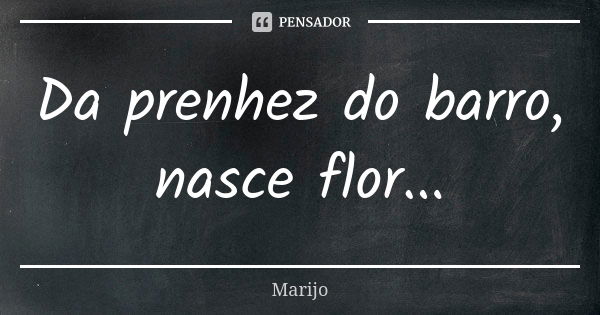 Da prenhez do barro, nasce flor...... Frase de marijo.