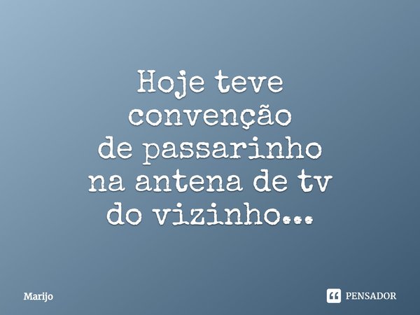 ⁠Hoje teve
convenção
de passarinho
na antena de tv
do vizinho...... Frase de Marijo.