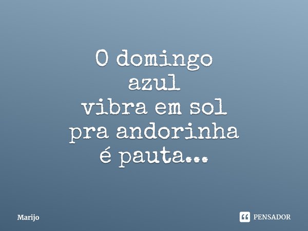 ⁠O domingo
azul
vibra em sol
pra andorinha
é pauta...... Frase de Marijo.