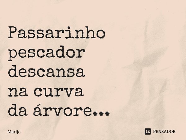 ⁠Passarinho
pescador
descansa
na curva
da árvore...... Frase de Marijo.