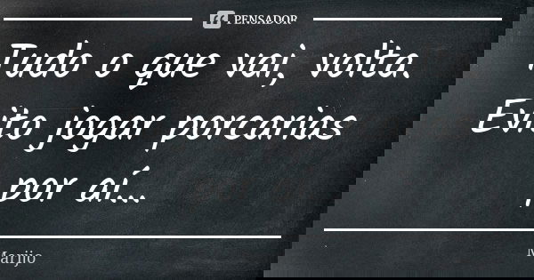 Tudo o que vai, volta. Evito jogar porcarias por aí...... Frase de Marijo.