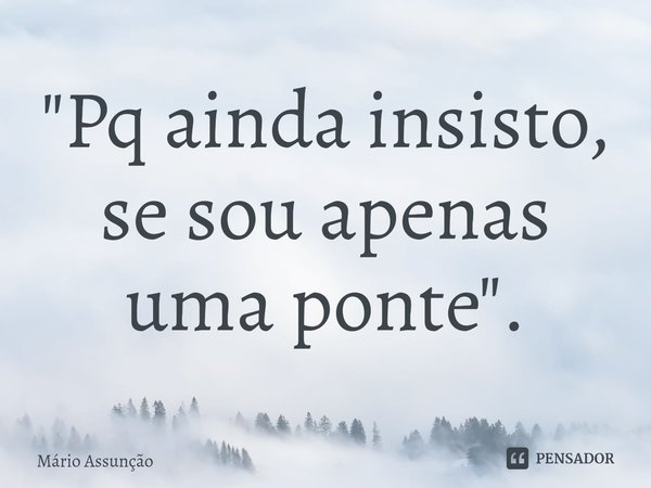 "⁠Pq ainda insisto, se sou apenas uma ponte".... Frase de Mário Assunção.