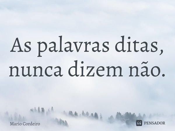 ⁠As palavras ditas, nunca dizem não.... Frase de Mário Cordeiro.