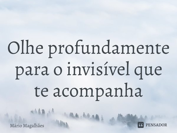 ⁠Olhe profundamente para o invisível que te acompanha... Frase de Mário Magalhães.