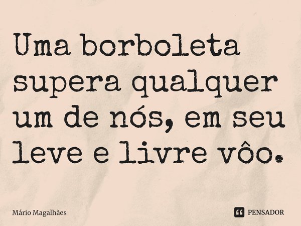 ⁠Uma borboleta supera qualquer um de nós, em seu leve e livre vôo.... Frase de Mário Magalhães.