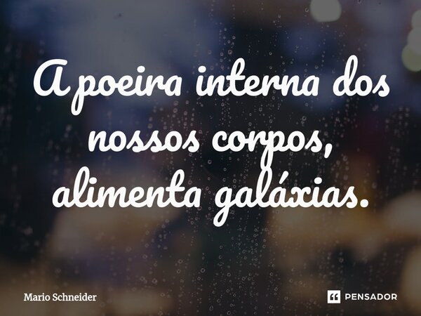 ⁠A poeira interna dos nossos corpos, alimenta galáxias.... Frase de Mario Schneider.
