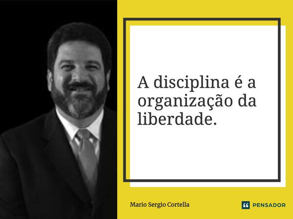 A disciplina é a organização da liberdade.... Frase de Mario Sergio Cortella.