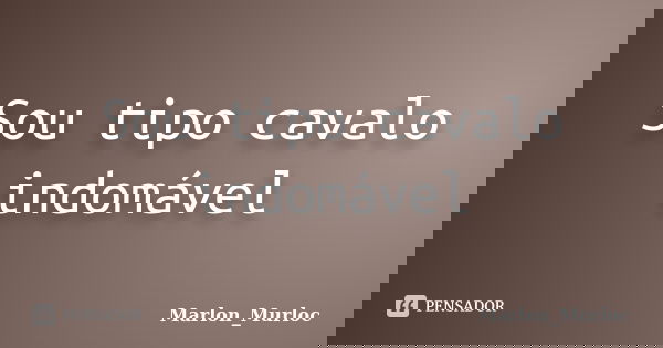 Sou tipo cavalo indomável... Frase de Marlon_Murloc.