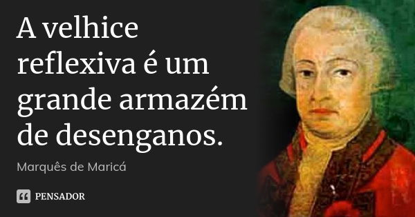 A velhice reflexiva é um grande armazém de desenganos.... Frase de Marquês de Maricá.