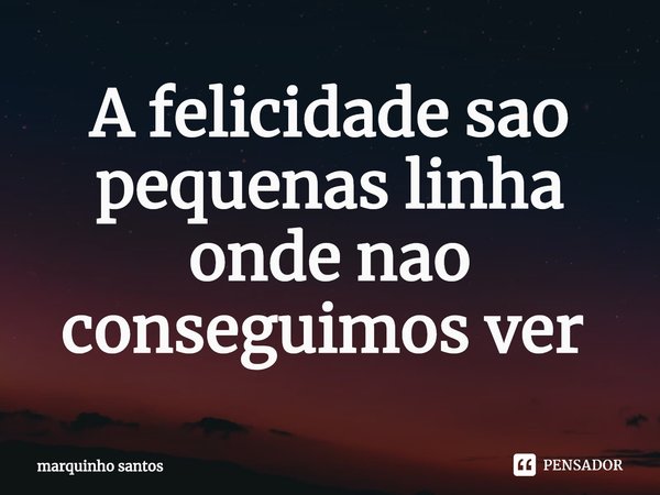 A felicidade são pequenas linha onde não conseguimos ver ⁠... Frase de marquinho santos.