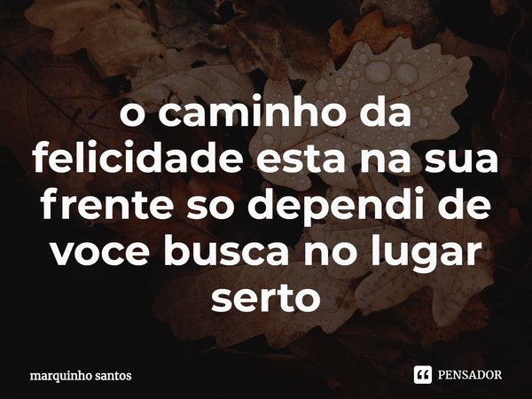 ⁠⁠o caminho da felicidade esta na sua frente só dependi de você busca no lugar certo... Frase de marquinho santos.