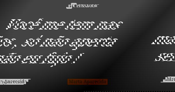 Você me tem nas mãos , só não aperta senão eu fujo !... Frase de Marta Aparecida.