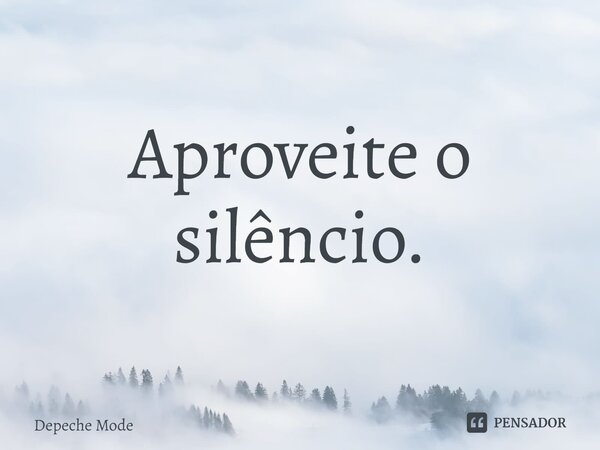 ⁠Aproveite o silêncio.... Frase de Depeche Mode.