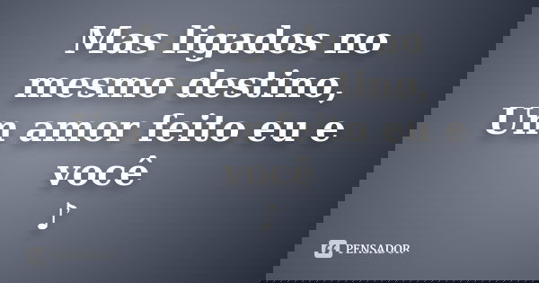 Mas ligados no mesmo destino, Um amor feito eu e você ♪... Frase de Desconhecido(a).