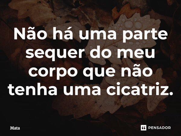 ⁠Não há uma parte sequer do meu corpo que não tenha uma cicatriz.... Frase de Mata.