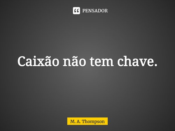 ⁠Caixão não tem chave.... Frase de M. A. Thompson.