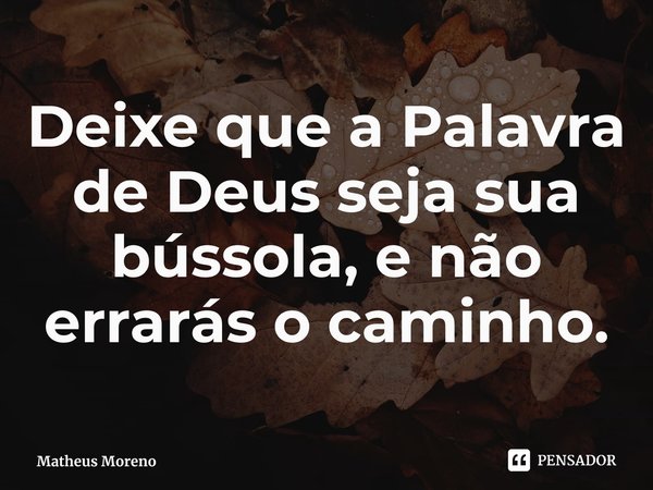 ⁠Deixe que a Palavra de Deus seja sua bússola, e não errarás o caminho.... Frase de Matheus Moreno.