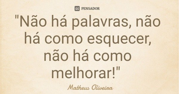 "Não há palavras, não há como esquecer, não há como melhorar!"... Frase de Matheus Oliveira.