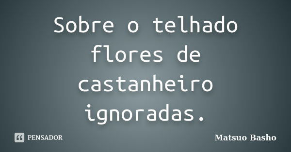 Sobre o telhado
flores de castanheiro
ignoradas.... Frase de Matsuo Bashô.