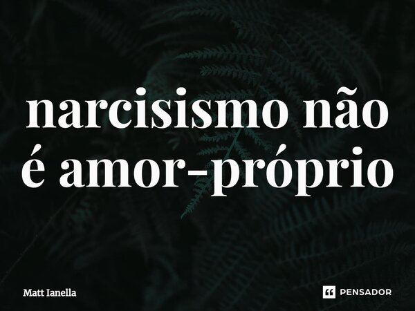 ⁠narcisismo não é amor-próprio... Frase de Matt Ianella.