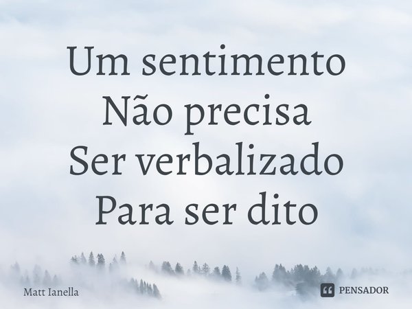 ⁠Um sentimento
Não precisa
Ser verbalizado
Para ser dito... Frase de Matt Ianella.