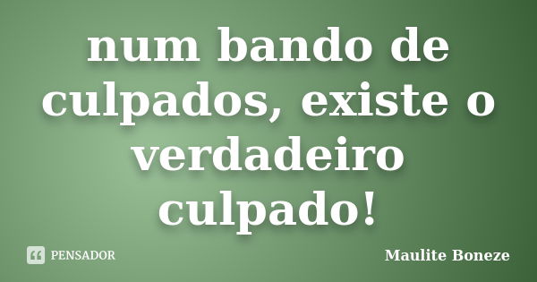 num bando de culpados, existe o verdadeiro culpado!... Frase de maulite Boneze.