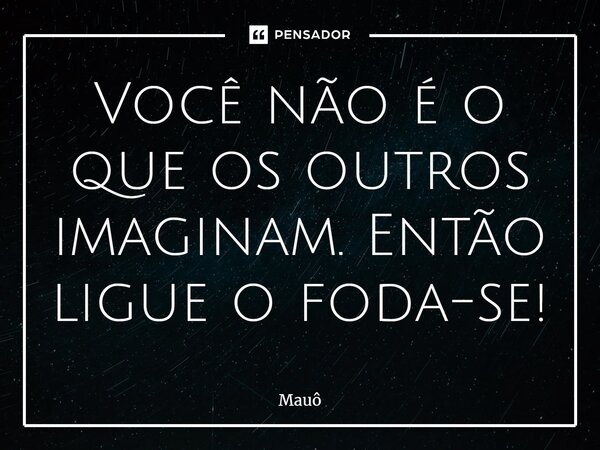 ⁠Você não é o que os outros imaginam. Então ligue o foda-se!... Frase de Mauô.