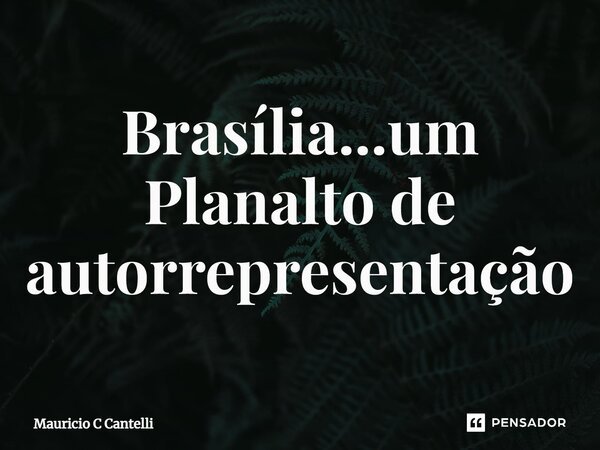 ⁠Brasília...um Planalto de autorrepresentação... Frase de Mauricio C Cantelli.