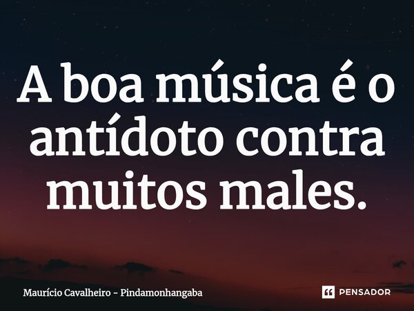 ⁠A boa música é o antídoto contra muitos males.... Frase de Maurício Cavalheiro - Pindamonhangaba.