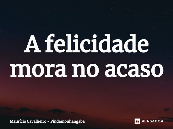 ⁠A felicidade mora no acaso... Frase de Maurício Cavalheiro - Pindamonhangaba.