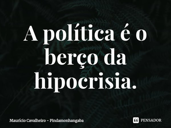 ⁠A política é o berço da hipocrisia.... Frase de Maurício Cavalheiro - Pindamonhangaba.