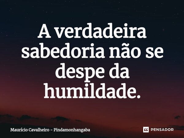 ⁠A verdadeira sabedoria não se despe da humildade.... Frase de Maurício Cavalheiro - Pindamonhangaba.