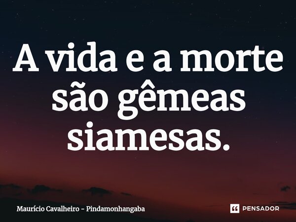 ⁠A vida e a morte são gêmeas siamesas.... Frase de Maurício Cavalheiro - Pindamonhangaba.