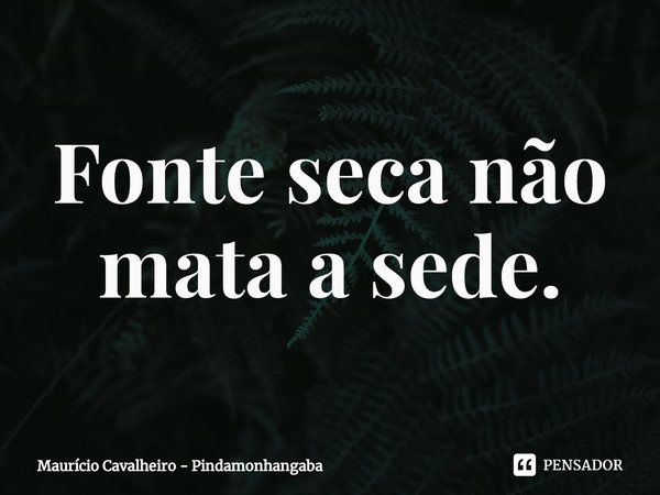 ⁠Fonte seca não mata a sede.... Frase de Maurício Cavalheiro - Pindamonhangaba.