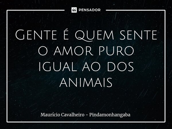 ⁠Gente é quem sente o amor puro igual ao dos animais... Frase de Maurício Cavalheiro - Pindamonhangaba.