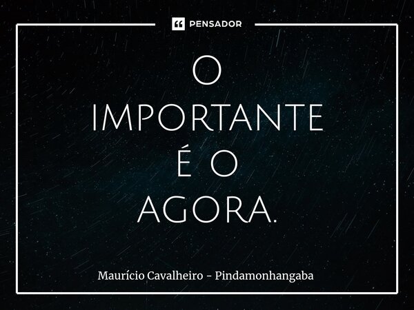 ⁠O importante é o agora.... Frase de Maurício Cavalheiro - Pindamonhangaba.
