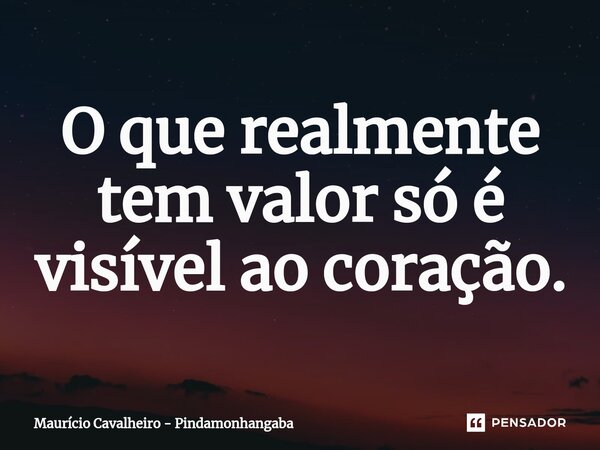 ⁠O que realmente tem valor só é visível ao coração.... Frase de Maurício Cavalheiro - Pindamonhangaba.