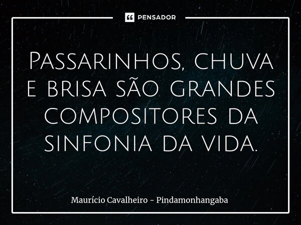 ⁠Passarinhos, chuva e brisa são grandes compositores da sinfonia da vida.... Frase de Maurício Cavalheiro - Pindamonhangaba.