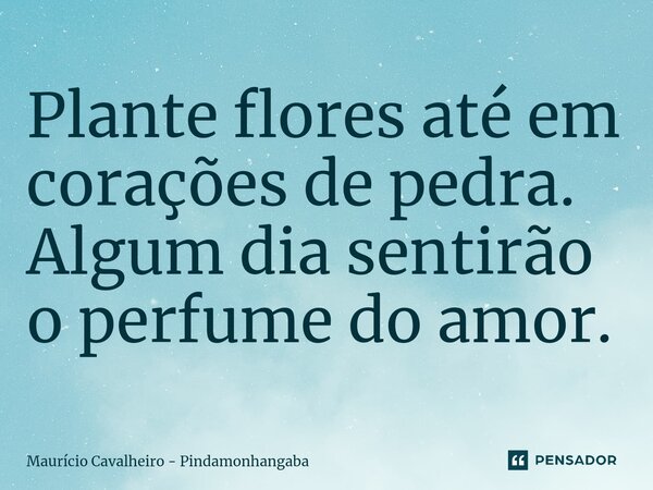 ⁠Plante flores até em corações de pedra. Algum dia sentirão o perfume do amor.... Frase de Maurício Cavalheiro - Pindamonhangaba.
