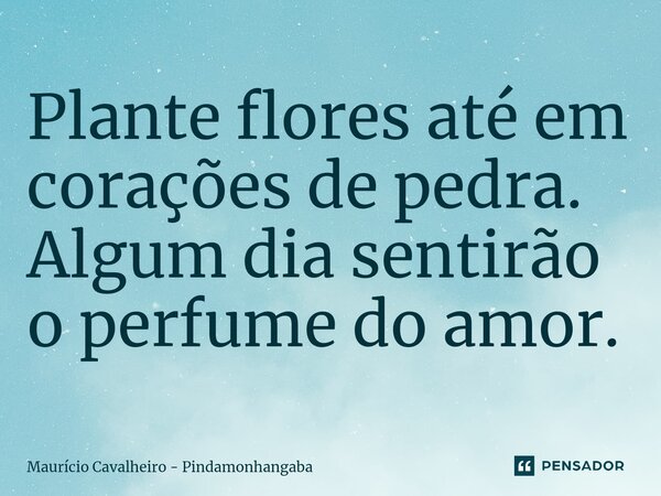 ⁠Plante flores até em corações de pedra. Algum dia sentirão o perfume do amor.... Frase de Maurício Cavalheiro - Pindamonhangaba.