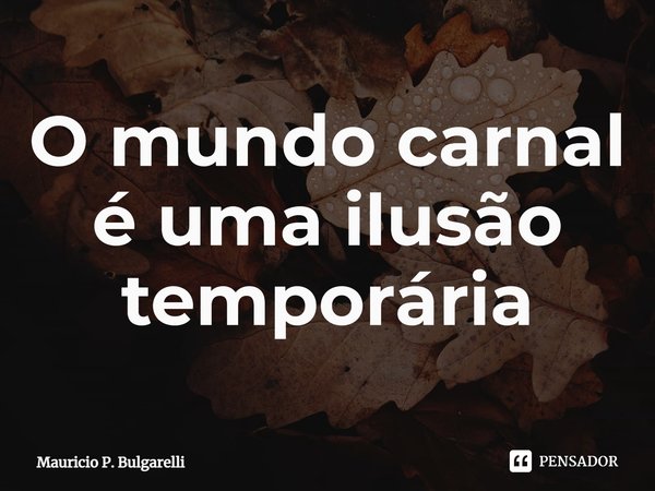 O mundo carnal é uma ilusão temporária... Frase de Mauricio P. Bulgarelli.