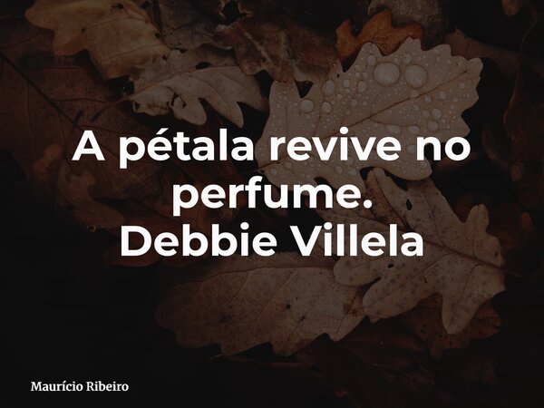 ⁠A pétala revive no perfume. Debbie Villela... Frase de Maurício Ribeiro.