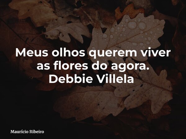 Meus olhos querem viver as flores do agora. Debbie Villela ⁠... Frase de Maurício Ribeiro.