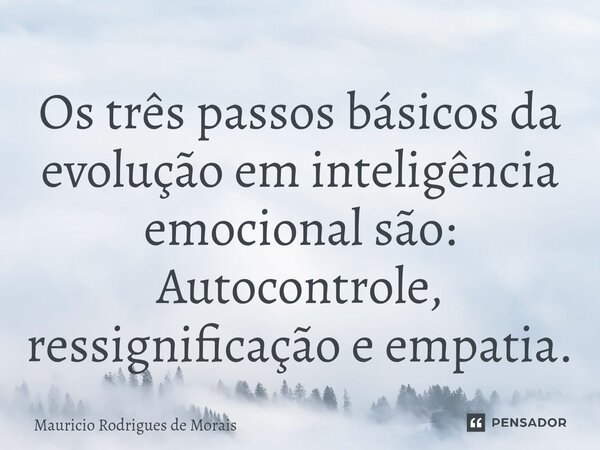 ⁠Os três passos básicos da evolução em inteligência emocional são: Autocontrole, ressignificação e empatia.... Frase de Maurício Rodrigues de Morais.