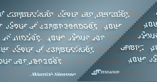 A compaixão leva ao perdão, que leva à compreensão, que leva à união, que leva ao amor, que leva à compaixão, que leva ao perdão.... Frase de Mauricio Veneroso.