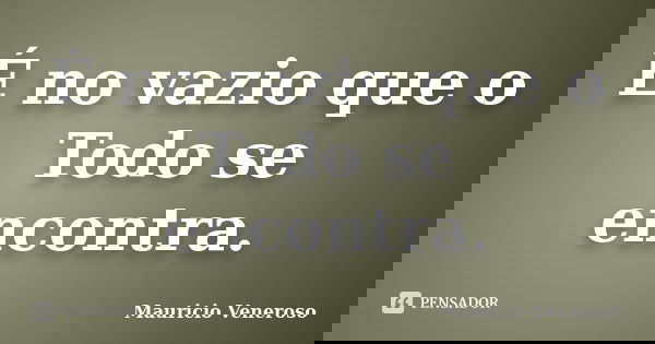 É no vazio que o Todo se encontra.... Frase de Mauricio Veneroso.