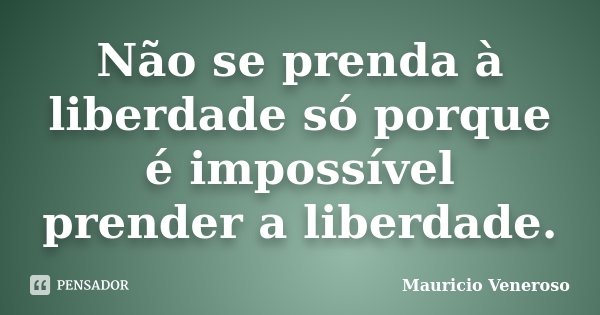 Não se prenda à liberdade só porque é impossível prender a liberdade.... Frase de Mauricio Veneroso.