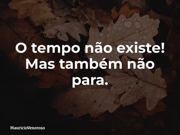 O tempo não existe! Mas também não para.... Frase de MauricioVeneroso.