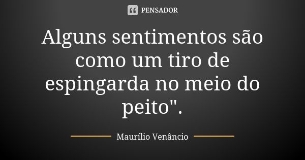 Alguns sentimentos são como um tiro de espingarda no meio do peito".... Frase de Maurílio Venâncio.